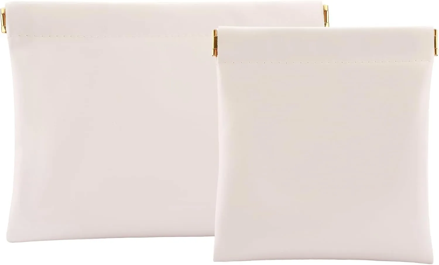 2 PCS Ladies Small Makeup Bag for Purse,Small Makeup Pouch,Purse organizer Pouches,Mini Cosmetic Bag for Travel,Pouchic Snap Closure Pouches,Coin Pouch(Cream)