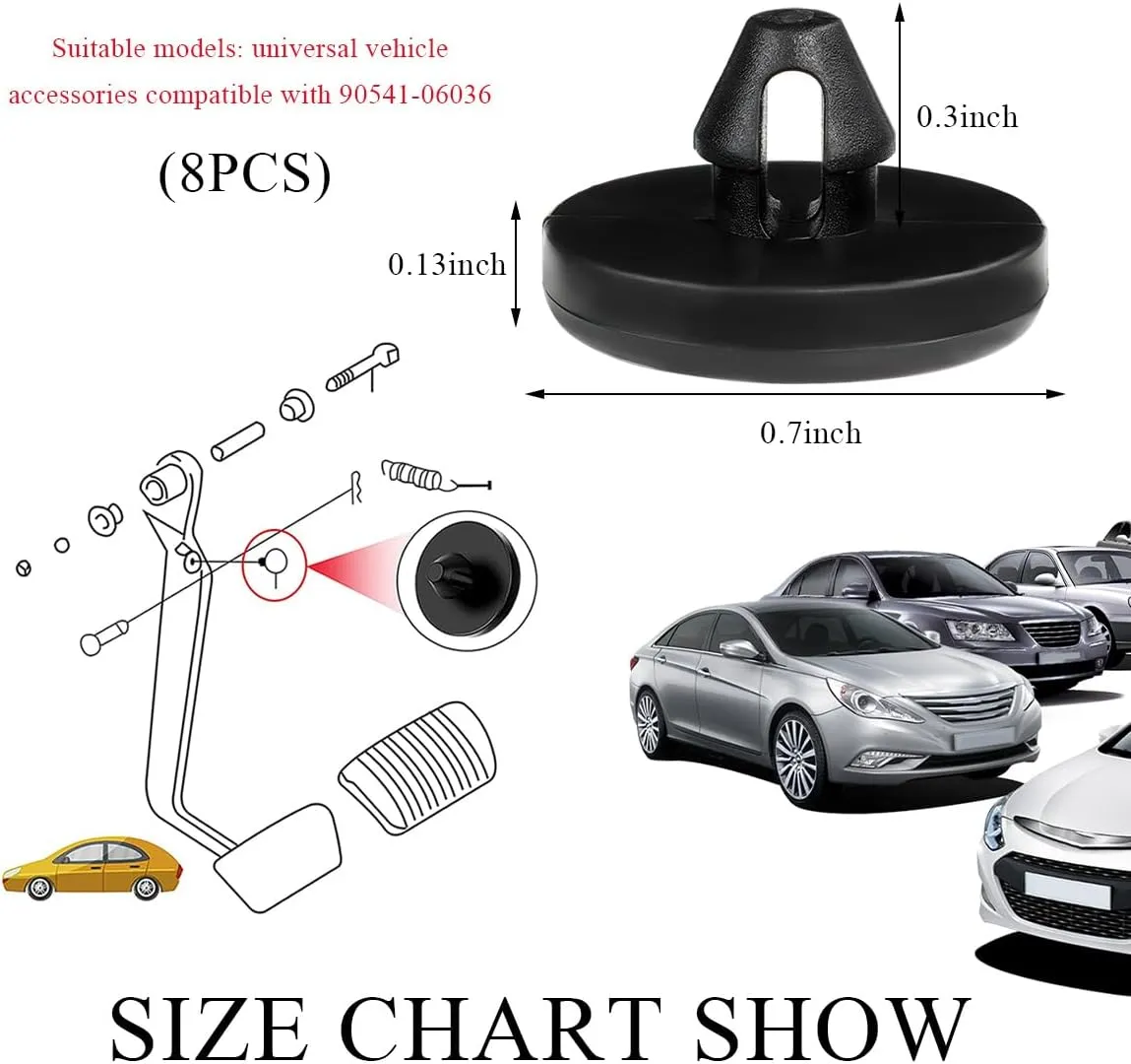 8 PCS Brake Switch Stopper, Auto Stopper Brake Switch Pad, Vehicle Clutch Pedal Stopper Brake Light Switch Stopper Suitable for Car Trucks SUVs, Universal Car Accessories