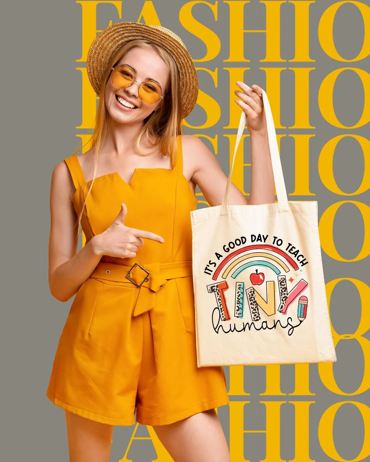 AUSVKAI Canvas Tote Bag for Women, Aesthetic Cute Grocery Grocery Reusable Cotton Gift Bag for Shooping Beach Trendy Gifts