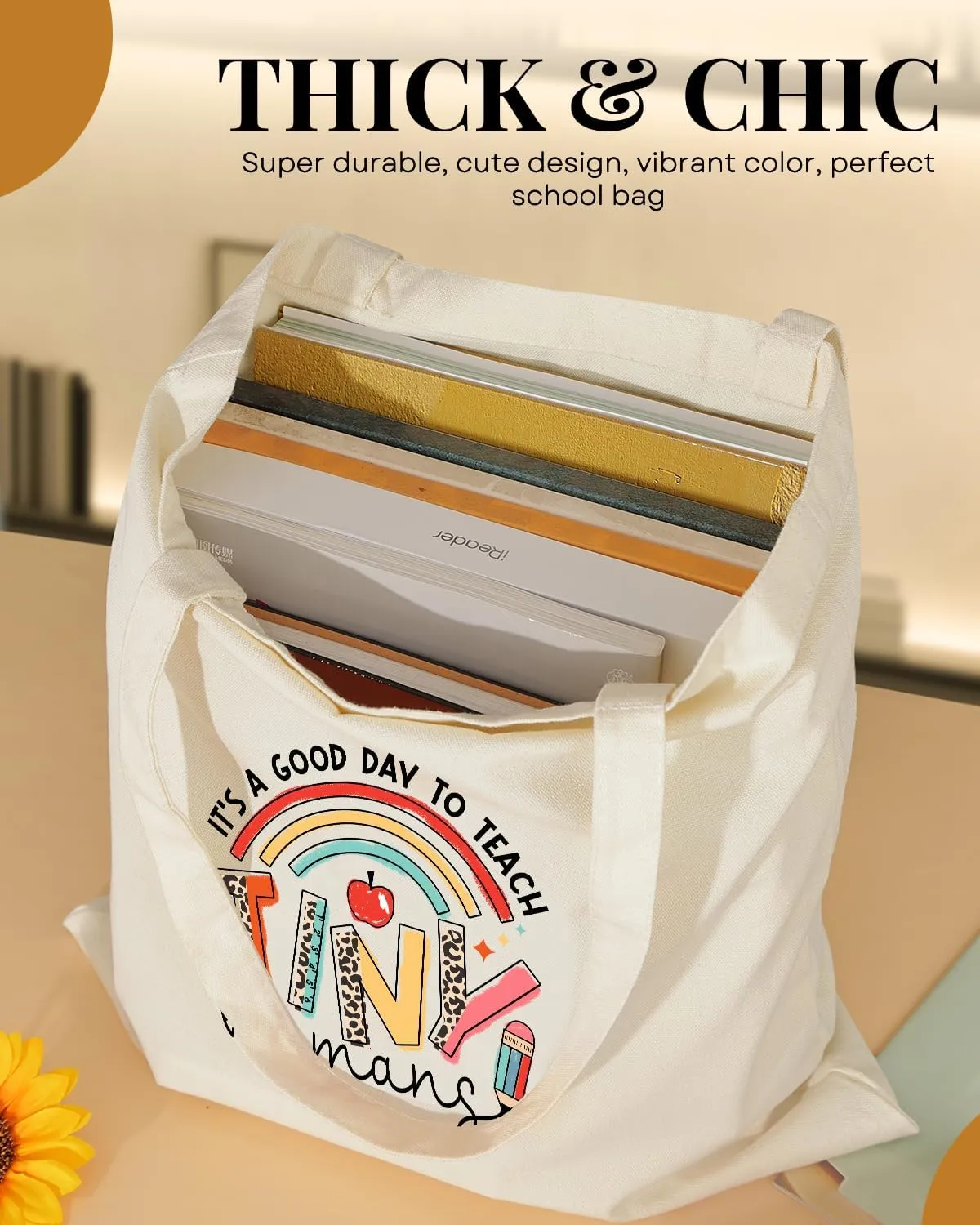 AUSVKAI Canvas Tote Bag for Women, Aesthetic Cute Grocery Grocery Reusable Cotton Gift Bag for Shooping Beach Trendy Gifts