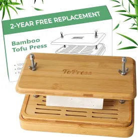 Bamboo Tofu Press, Built in Tofu Strainer and Drip Tray with Cheesecloth- Easily Remove Water from Tofu, Tofu Drainer, Fit for Tofu Size 16oz, Great Gift for Tofu Lover