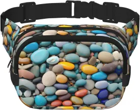 Beach Colored Pebbles print Fanny Pack Waist Packs with Extender for Men Women, Waist Bag Hip Pack with Zipper Pockets