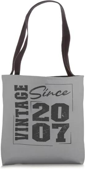 Born In 2007, Cool Varsity Vintage Since 2007 Birthday Tote Bag