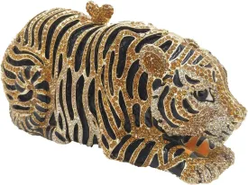 Boutique De FGG Tiger Rhinestone Clutch Purse for Women Formal Evening Bag Sparkly Bridal Wedding Crystal Clutch Bag,Mini