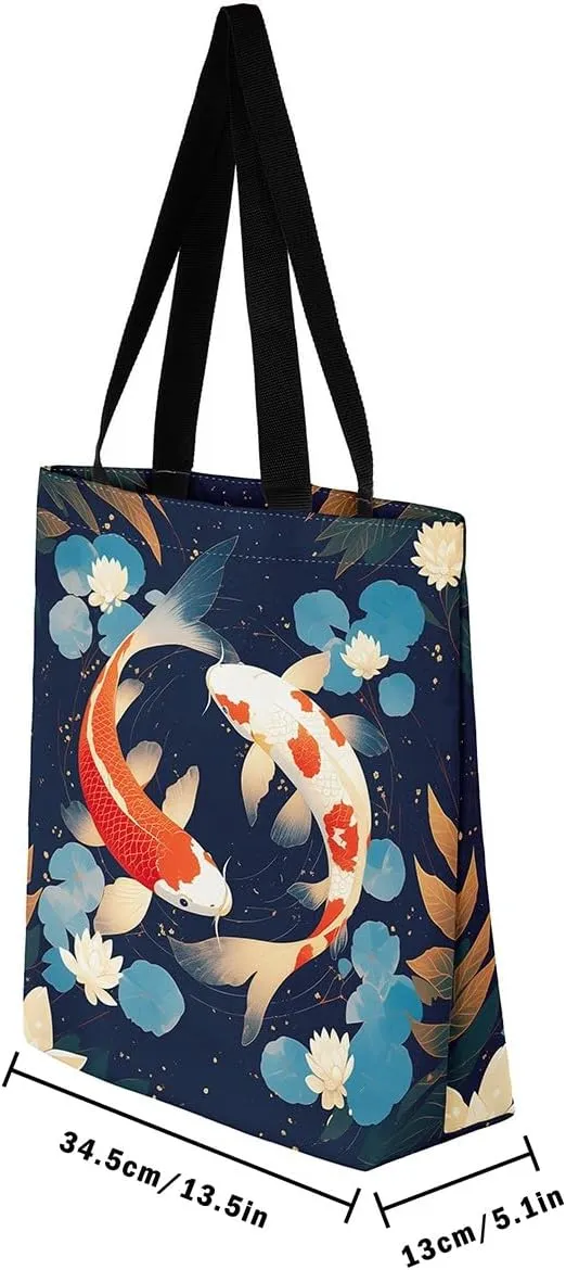 Castle Fairy Eastern Style Canvas Tote Bag 19.7x5.1 Inch Ink Painting Style Aesthetic Tote Bag for Adults Shopping Gym