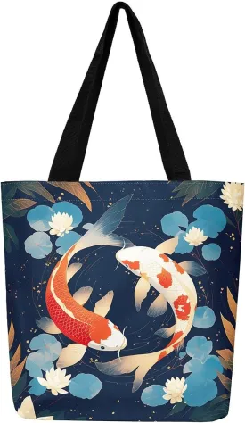 Castle Fairy Eastern Style Canvas Tote Bag 19.7x5.1 Inch Ink Painting Style Aesthetic Tote Bag for Adults Shopping Gym