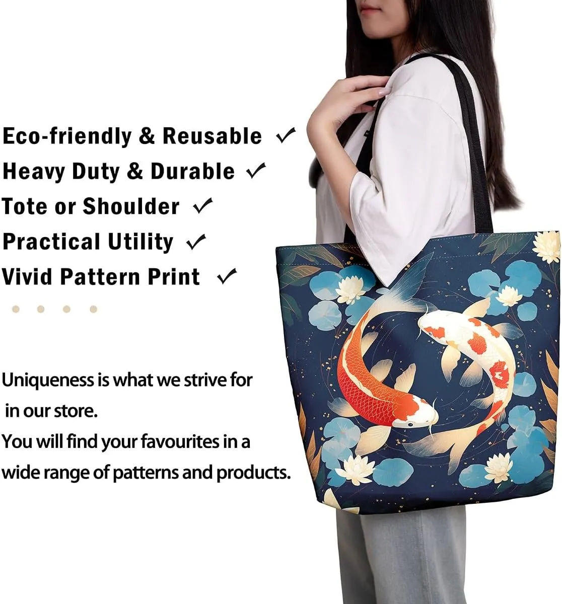 Castle Fairy Eastern Style Canvas Tote Bag 19.7x5.1 Inch Ink Painting Style Aesthetic Tote Bag for Adults Shopping Gym