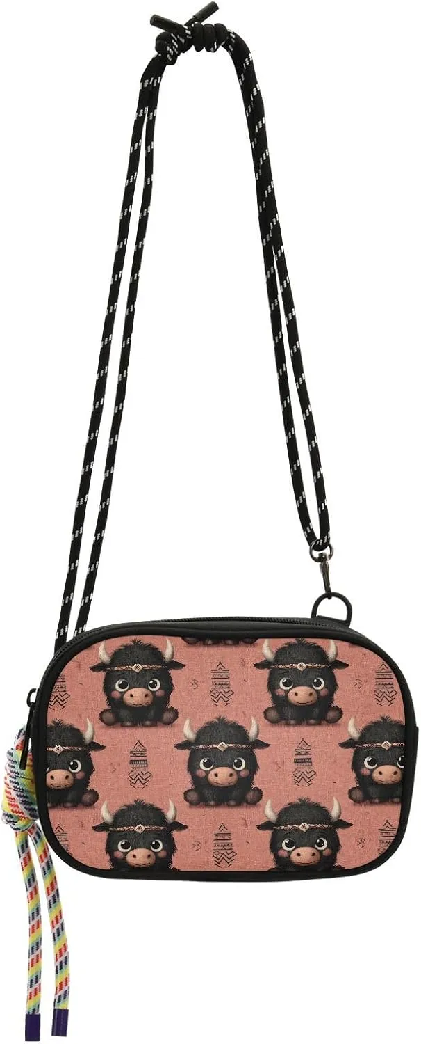 Crossbody Handbags Indian Bison print, Cloth Small Phone Purse for Women Men with Removeable Strap for Travel Hiking