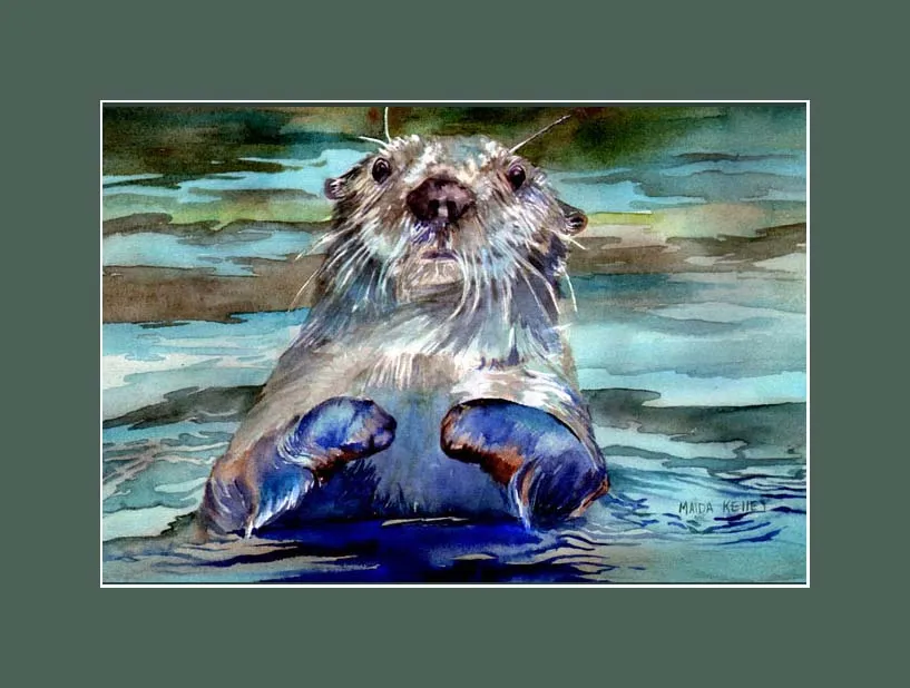 Curious otter art print