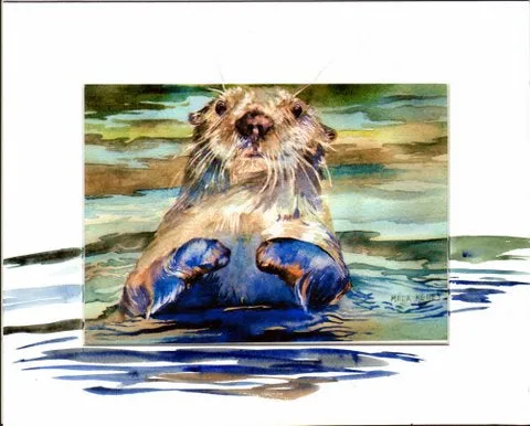 Curious otter art print