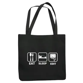 Director Editor Film Humor Eat Sleep Edit Navy Black Multicolor Canvas Tote Bag