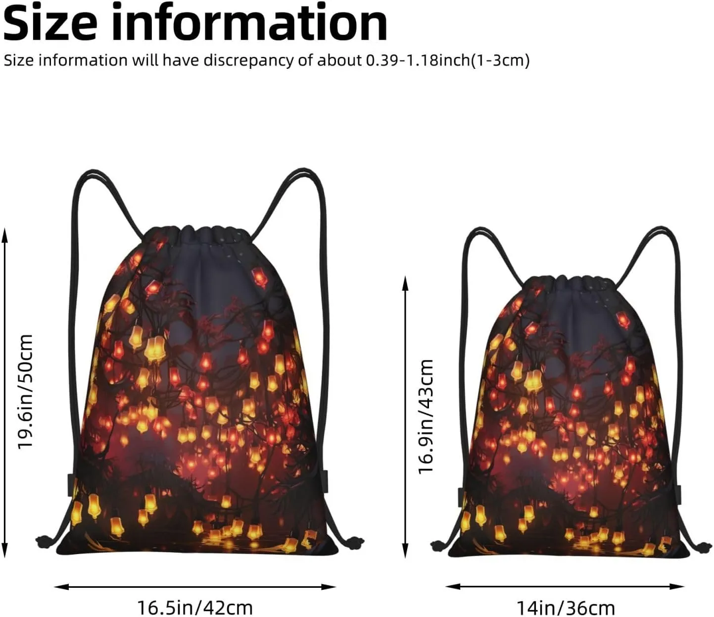 Drawstring Backpack Waterproof String Bag Paper Lantern Sport Gym Sackpack Lightweight Cinch Bag