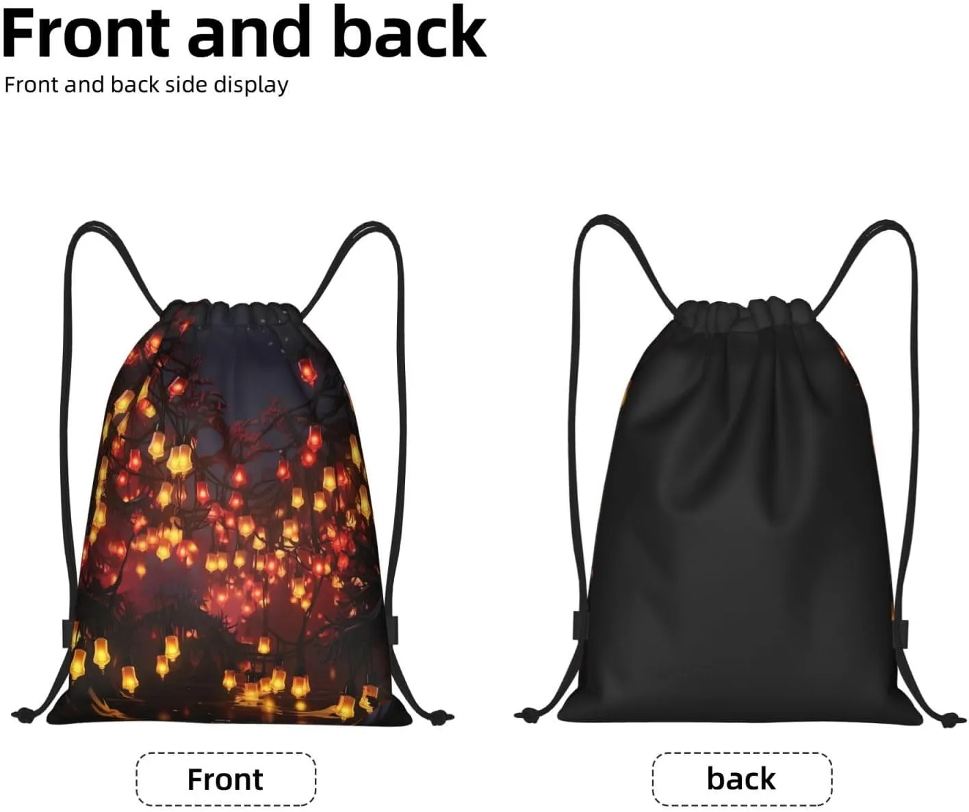Drawstring Backpack Waterproof String Bag Paper Lantern Sport Gym Sackpack Lightweight Cinch Bag