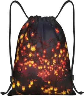 Drawstring Backpack Waterproof String Bag Paper Lantern Sport Gym Sackpack Lightweight Cinch Bag