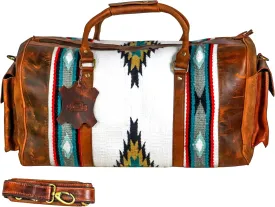 Handmade Duffle Bag leather heavy duty Gym Sports Airplane Overnight Luggage Carry On Unisex Travel Hand Rug Wollen Gift for His/Her (Excluding Shoe Compartment, Rug Duffle Bag ESC_03)