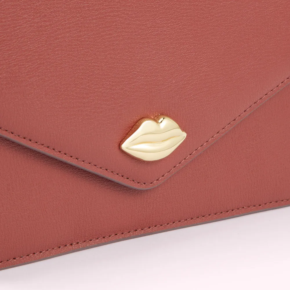 HENNA TEXTURED LEATHER RUDY CLUTCH BAG