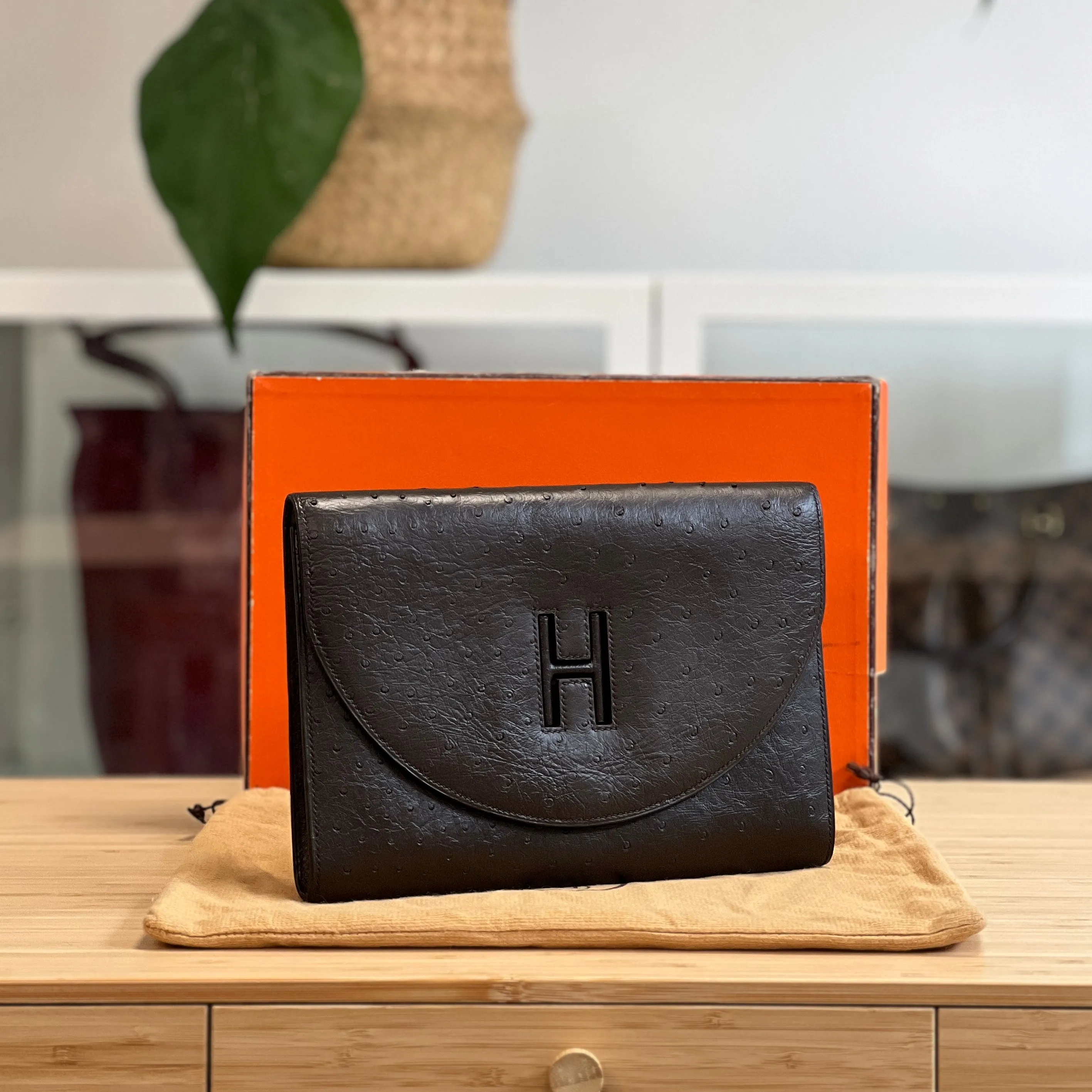 Hermès Ostrich Skin Clutch