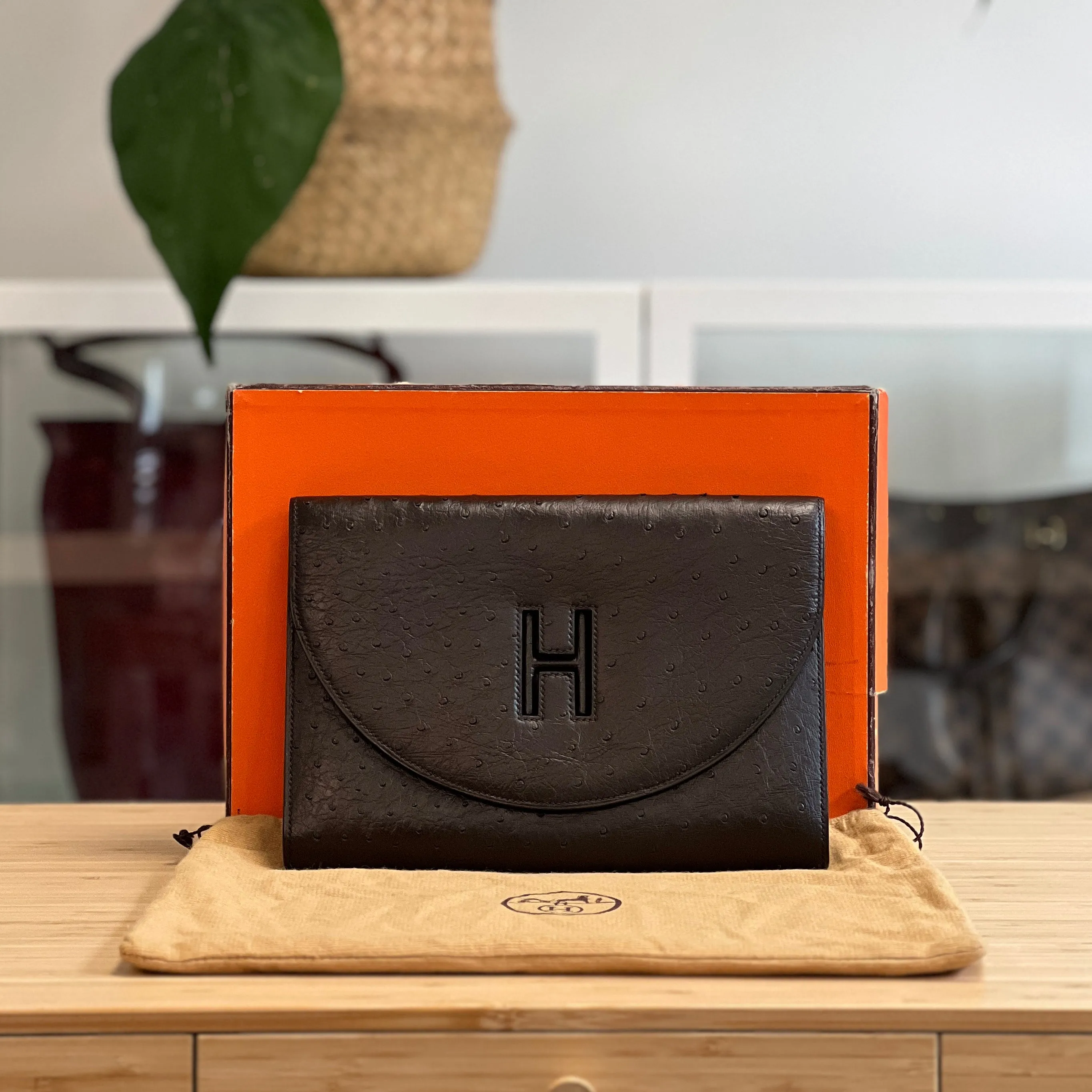 Hermès Ostrich Skin Clutch
