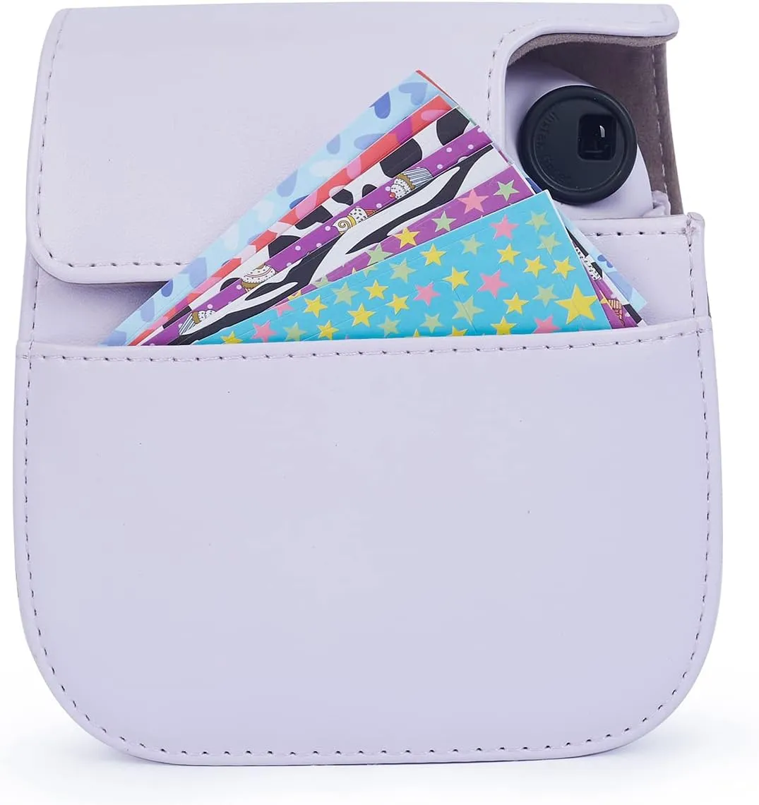 Instant Mini 12 Protective Camera Case for Fujifilm Instax Mini 12/11,Premium PU Leather Camera Bag Cover with Pocket and Removable&Adjustable Strap (Lilac Purple)
