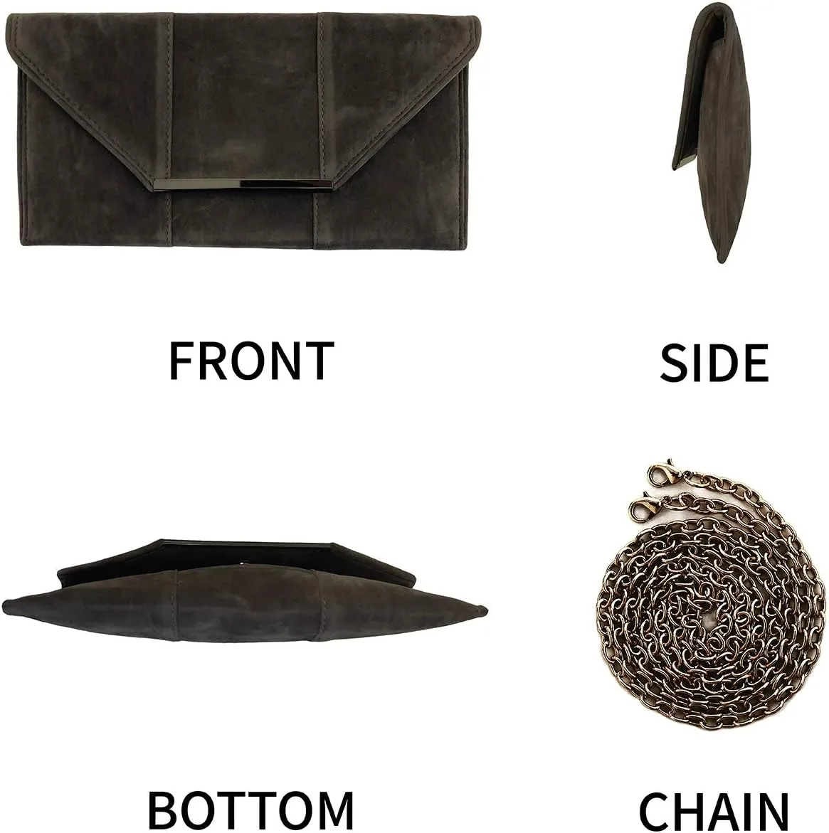 JNB Faux Microsuede Envelope Clutch