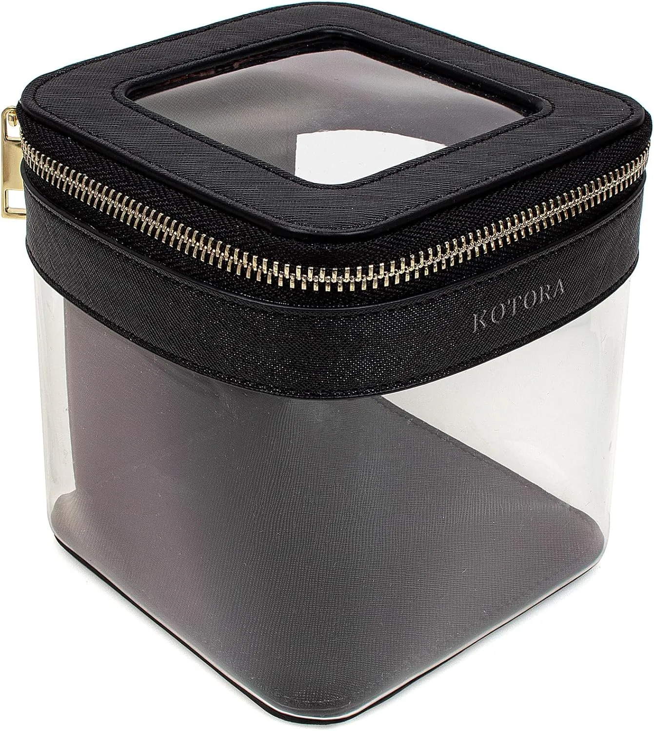 KOTORA Small Makeup Bag for Purse Cute Travel Makeup Bag Clear Cosmetic Bag with Zipper, Car Make Up Bag Organizer Storage Traveling Car Accessories Travel Essentials for Women (Tall-black)