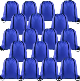 KUUQA 20Pcs Drawstring Backpack Bag Bulk Blue Drawstring Bags String Backpack Sport Gym Sack Bags Foldable Storage Bag for Women Men Shopping Gym Travel Sports