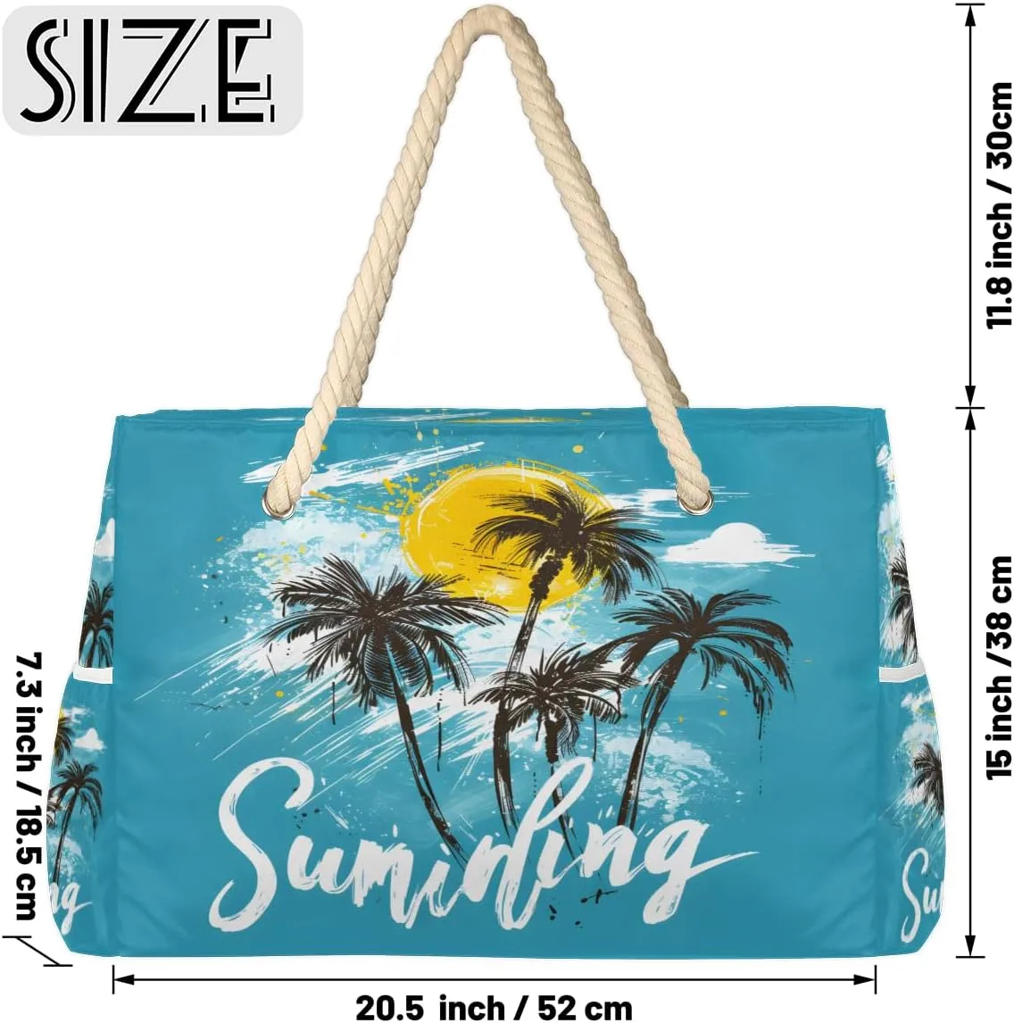 Large Tote Beach Bags for Women with Zipper Waterproof Sandproof Swim Pool Grocery Gym Travel Bag