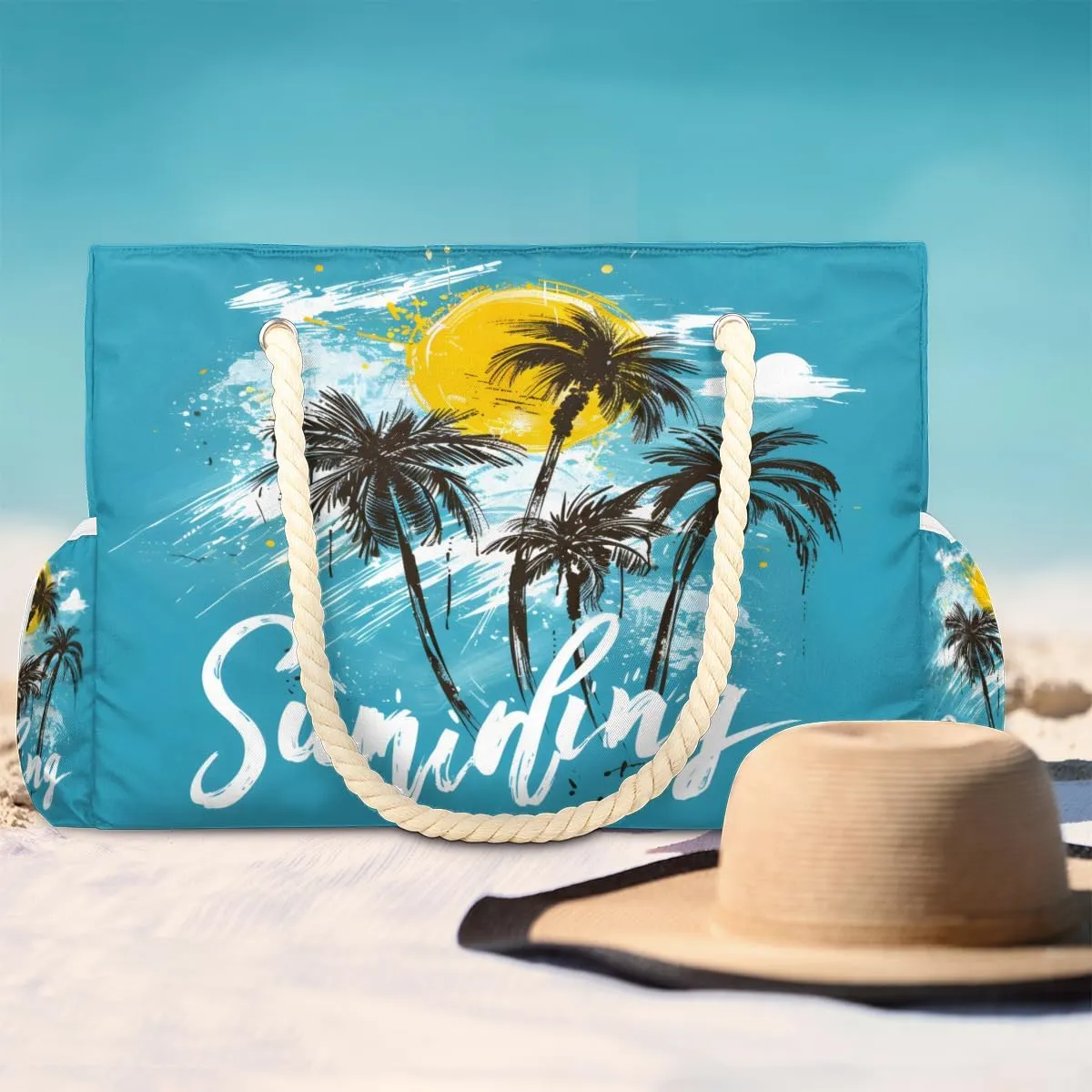 Large Tote Beach Bags for Women with Zipper Waterproof Sandproof Swim Pool Grocery Gym Travel Bag