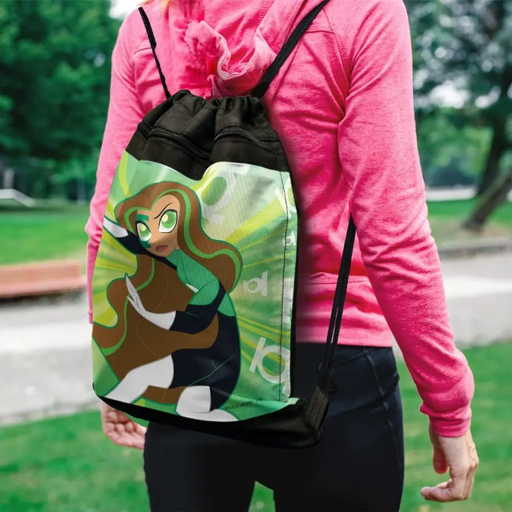 LOGOVISION DC Super Hero Girls Green Lantern Drawstring Backpack Sports Bag Sackpack 17" x 13", Perfect for Gym, Yoga or Practice