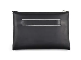 Microfiber Leather Clutch Bag with Wrist Wrap, Zipper Envelope Bag, Minimalist Evening Purse (Black)