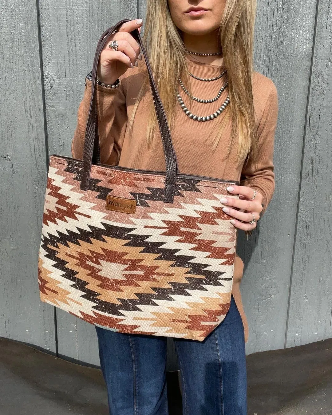 Montana West Wrangler Tote Bag for Women Canvas Shoulder Handbag Aztec Purse