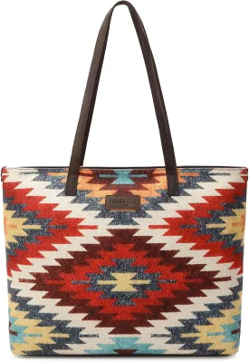 Montana West Wrangler Tote Bag for Women Canvas Shoulder Handbag Aztec Purse