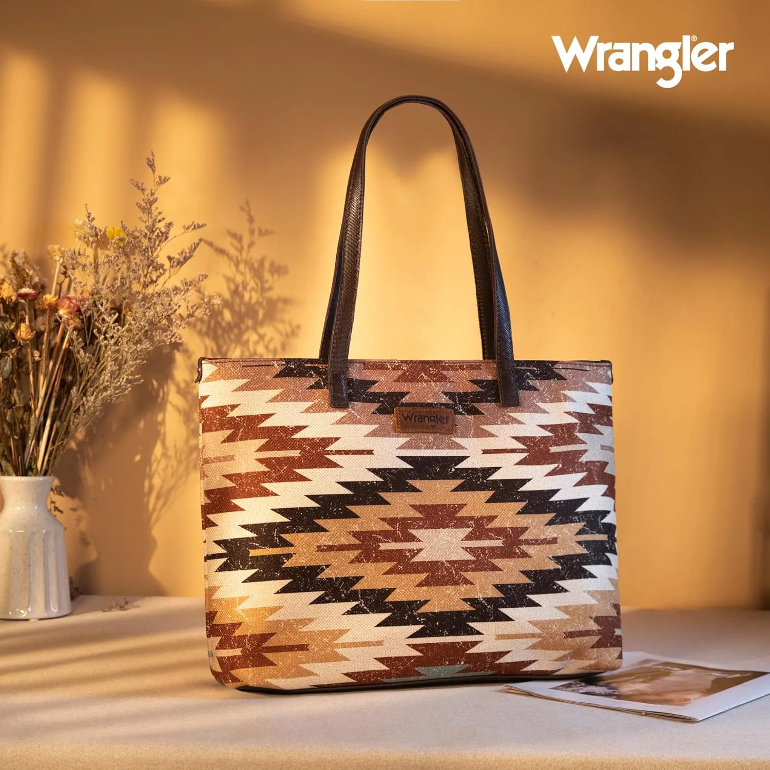 Montana West Wrangler Tote Bag for Women Canvas Shoulder Handbag Aztec Purse