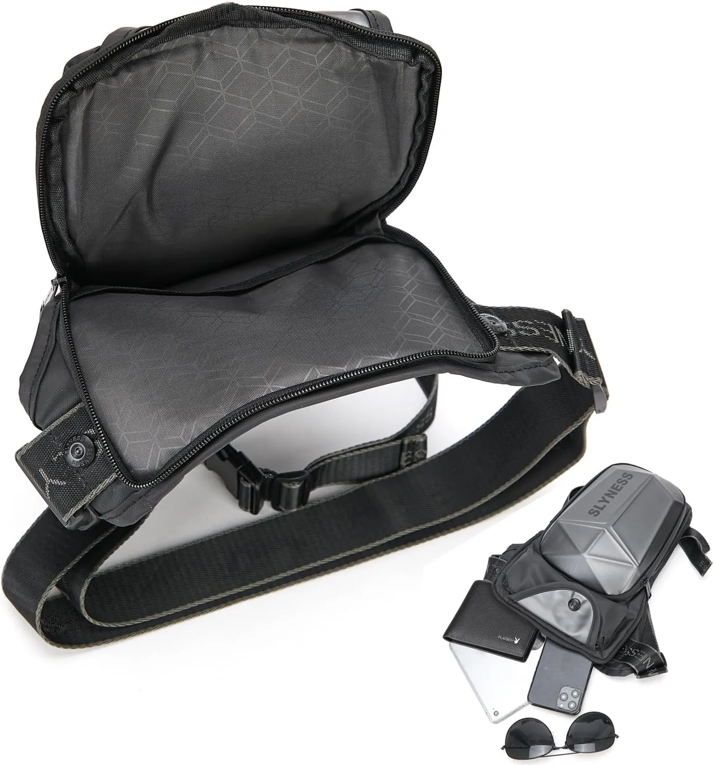 Motorcycle Drop Leg Bag Tactical Waist Pack for Men Women EVA Shell Hip Bum Fanny Belt Pouch Outdoor Travel Hiking Cycling Oxford Thigh Bag Daypack (Black)