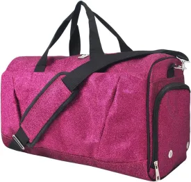 NGIL Glitter Cheer Gym Duffel Bag with Shoe Compartment, Small Travel Tote, and Overnight Carry-On for Women (Glitter-Hot Pink)
