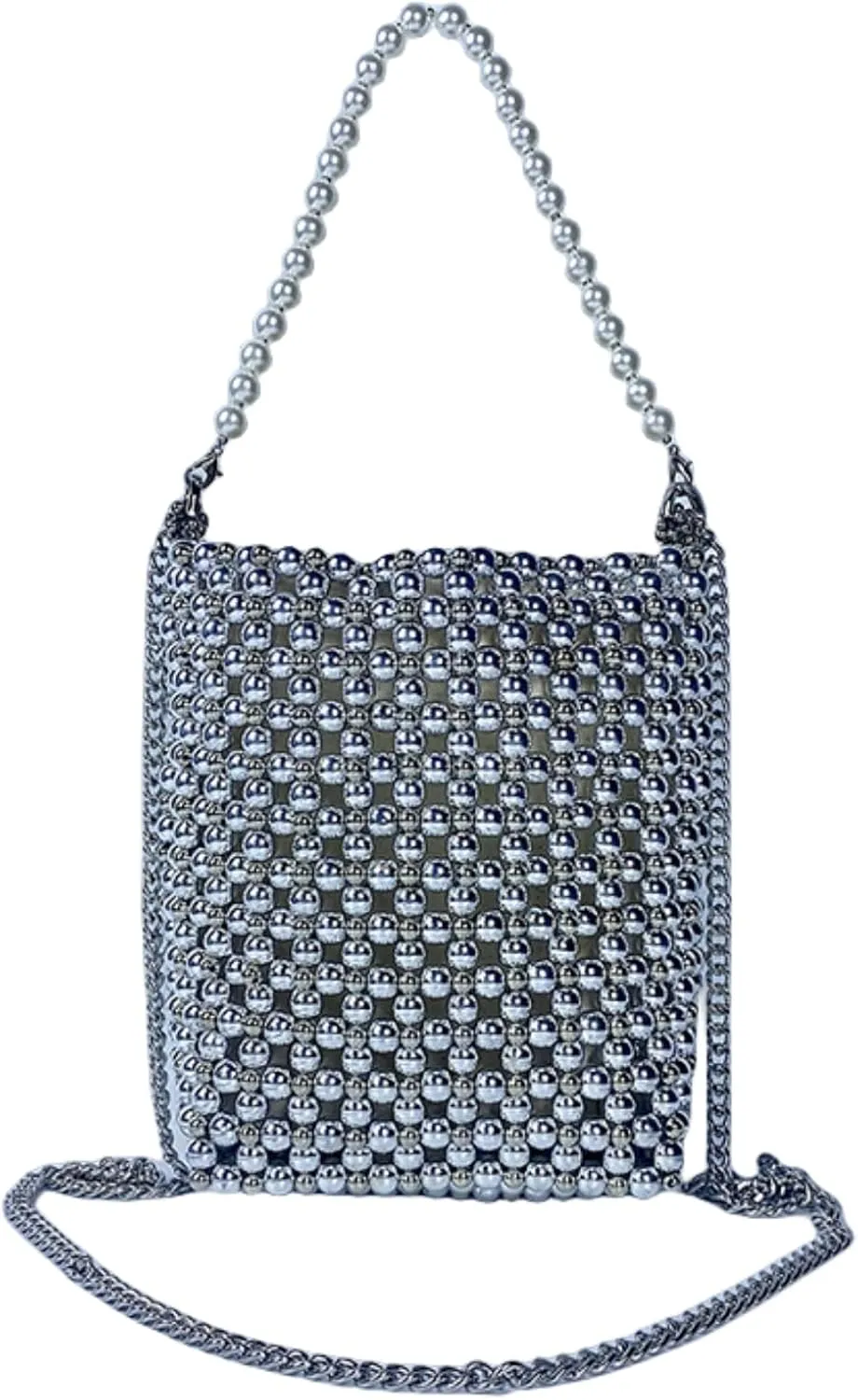 Pearl Bag, Acrylic Beaded Handmade Womens Bag, Pearl Clutch Purse Handheld Small Square Handbag for Women Party