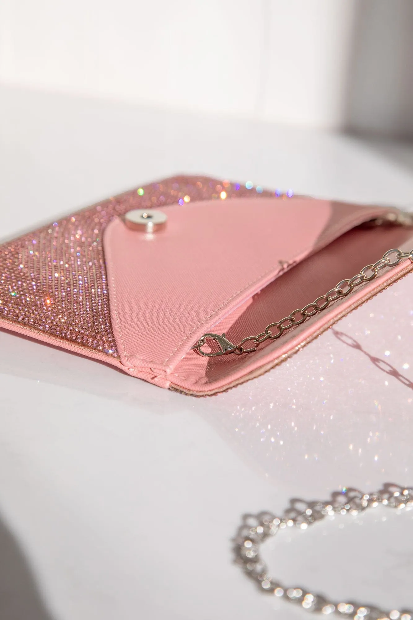 Quentin Pink Rhinestone Envelope Purse