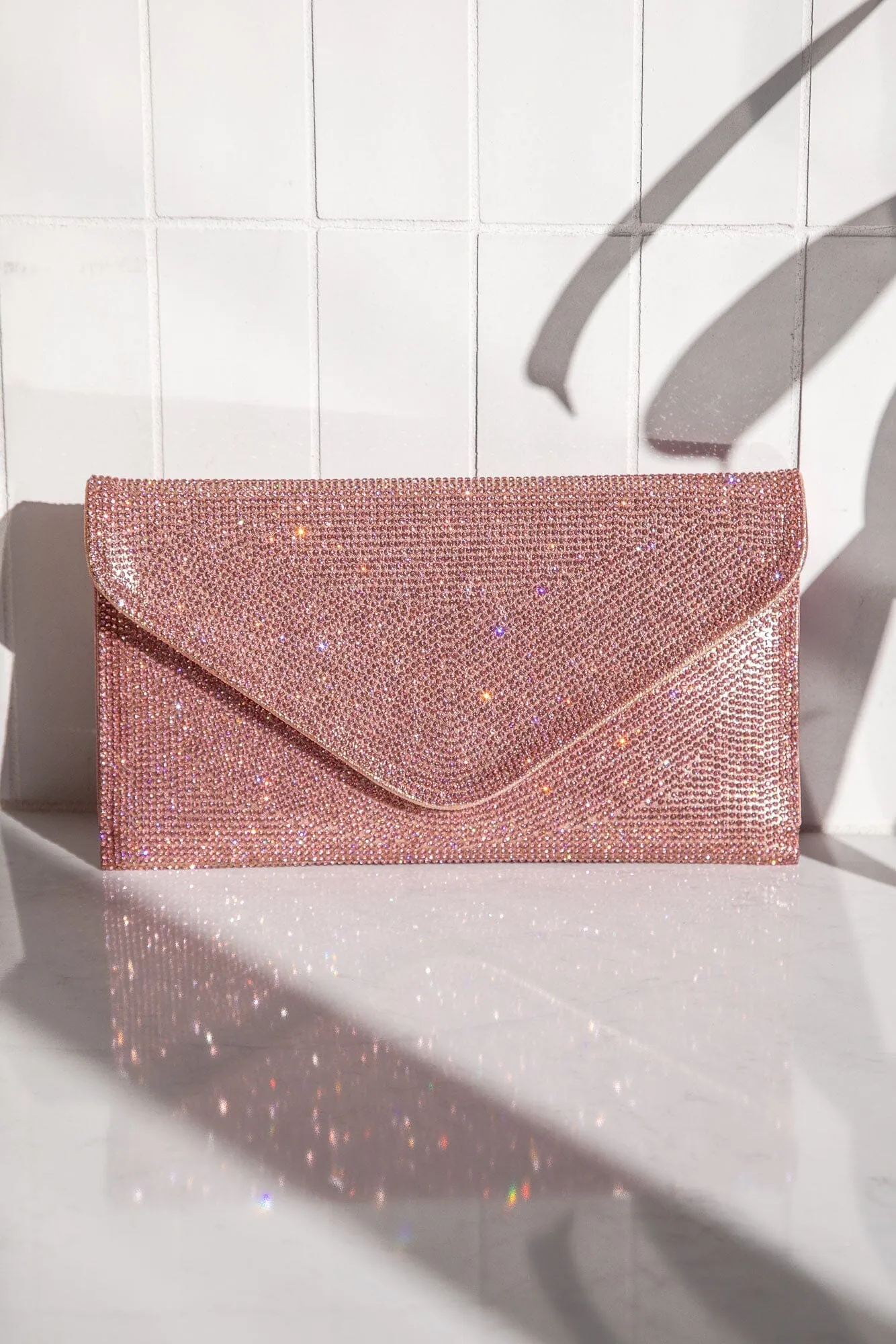 Quentin Pink Rhinestone Envelope Purse