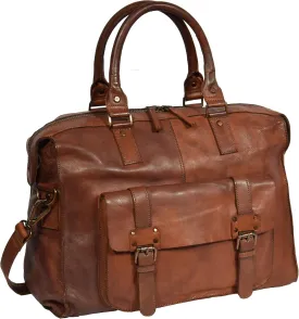 Real Leather Weekend Holdall Rust Brown Vintage Travel Cabin Overnight Bag Bali