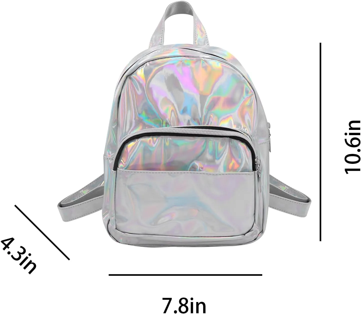 Small Holographic Rainbow Shoulder Bag Metallic Satchel Shiny Travel Daypack for Women Men Lady