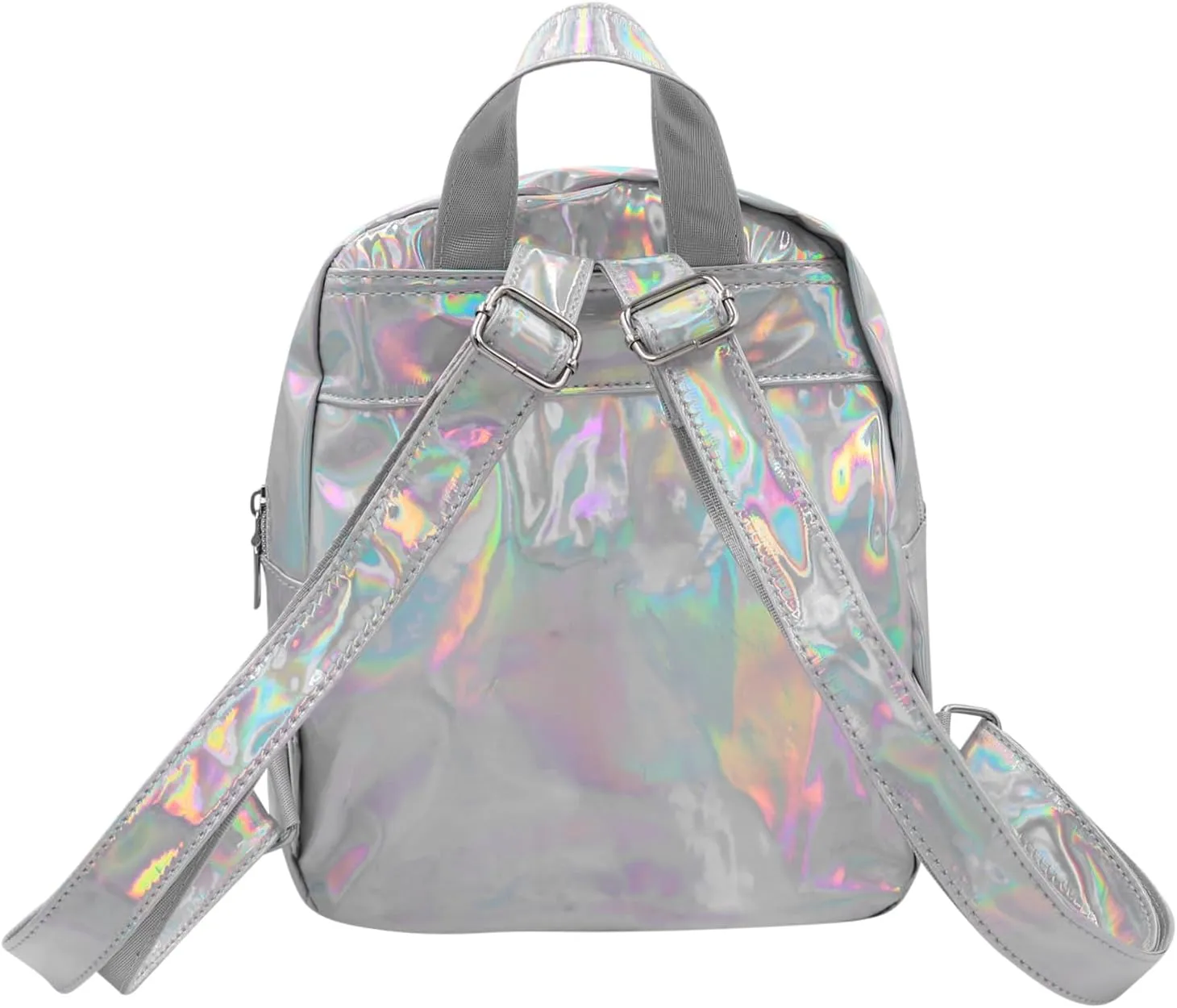 Small Holographic Rainbow Shoulder Bag Metallic Satchel Shiny Travel Daypack for Women Men Lady