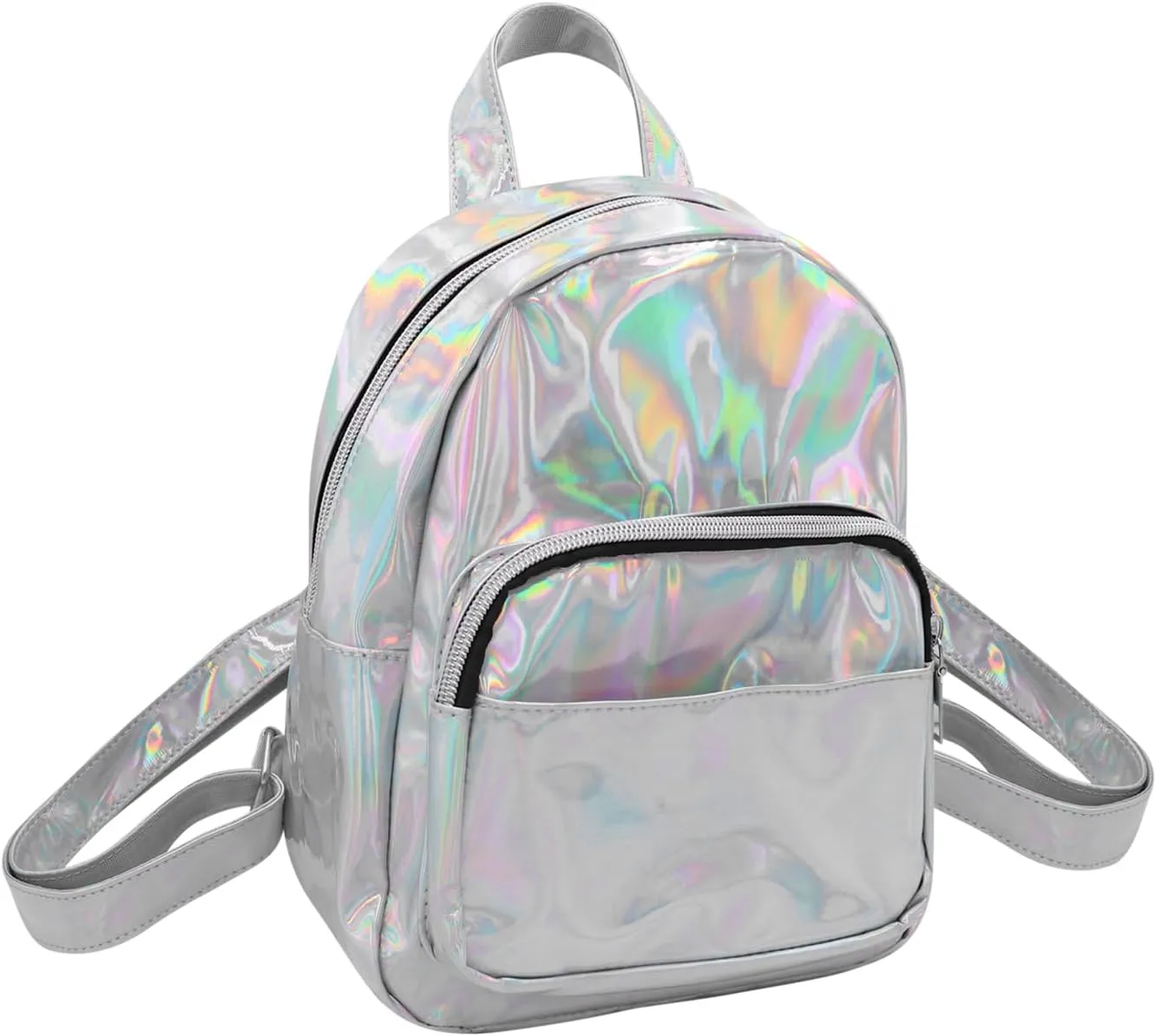Small Holographic Rainbow Shoulder Bag Metallic Satchel Shiny Travel Daypack for Women Men Lady