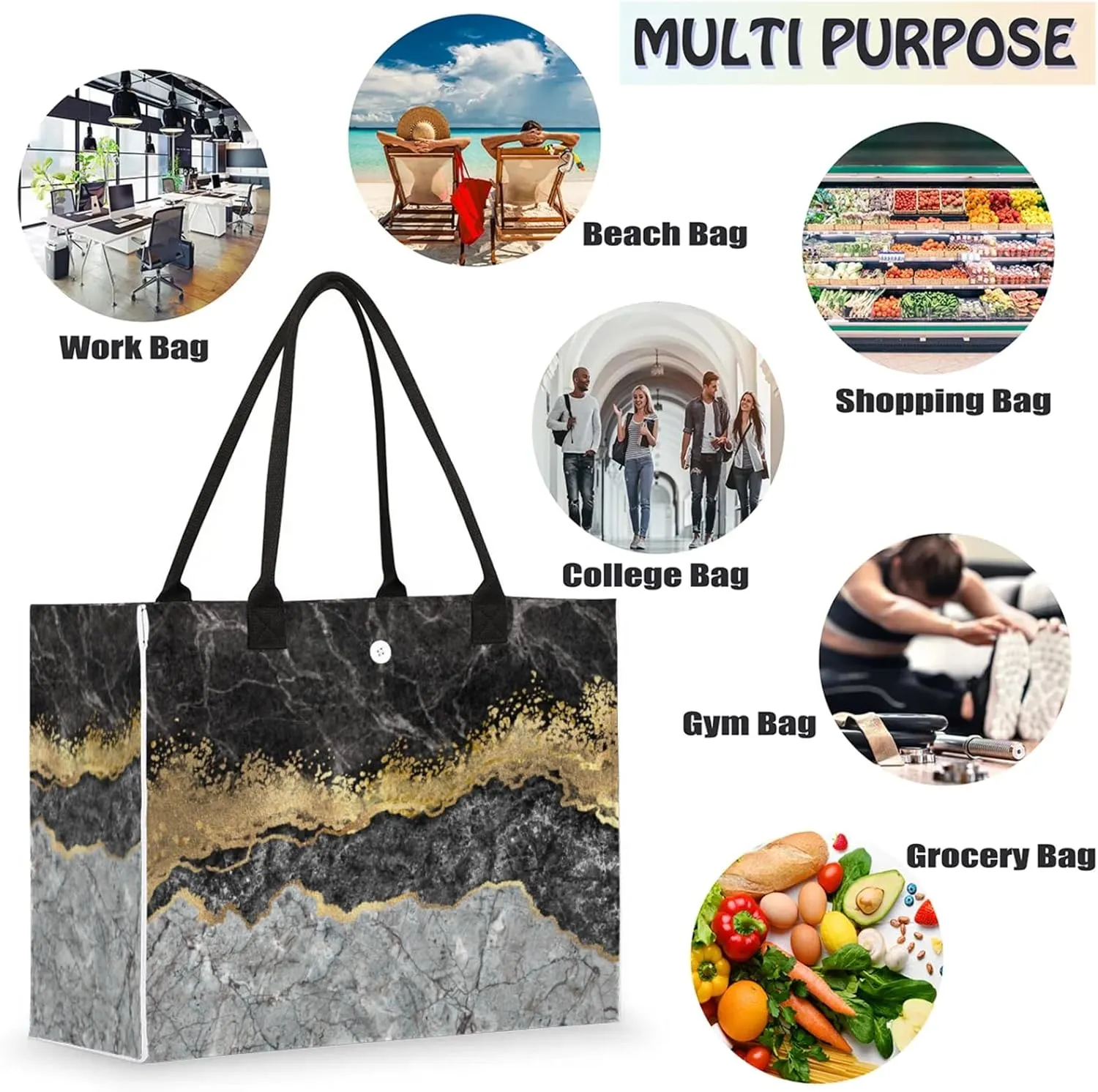 Tote Bag for Women Reusable Canvas Shoulder Bag