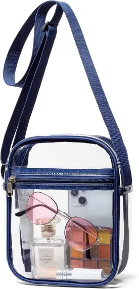 Vorspack Stadium Approved PVC Purse - Clear Crossbody Bag with Front Pocket for Concerts, Sports, Festivals