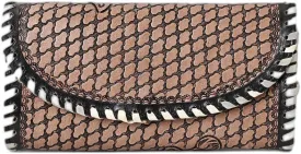 Women's Handtooled Full Grain Leather Trifold Wallet  Western Style Wristlet Clutch with Multiple Card Slots  Handmade Twofold Leather Purse, Gift for Valentine, Travel & Daily Use