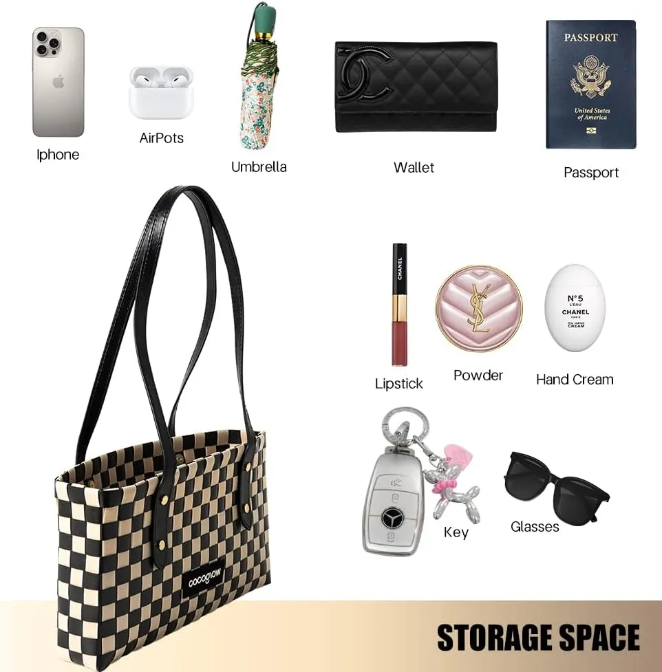 Women's Woven BagPP eco-Friendly Bag,Trendy Travel BagHandbagTop-HandleShoulder Bags